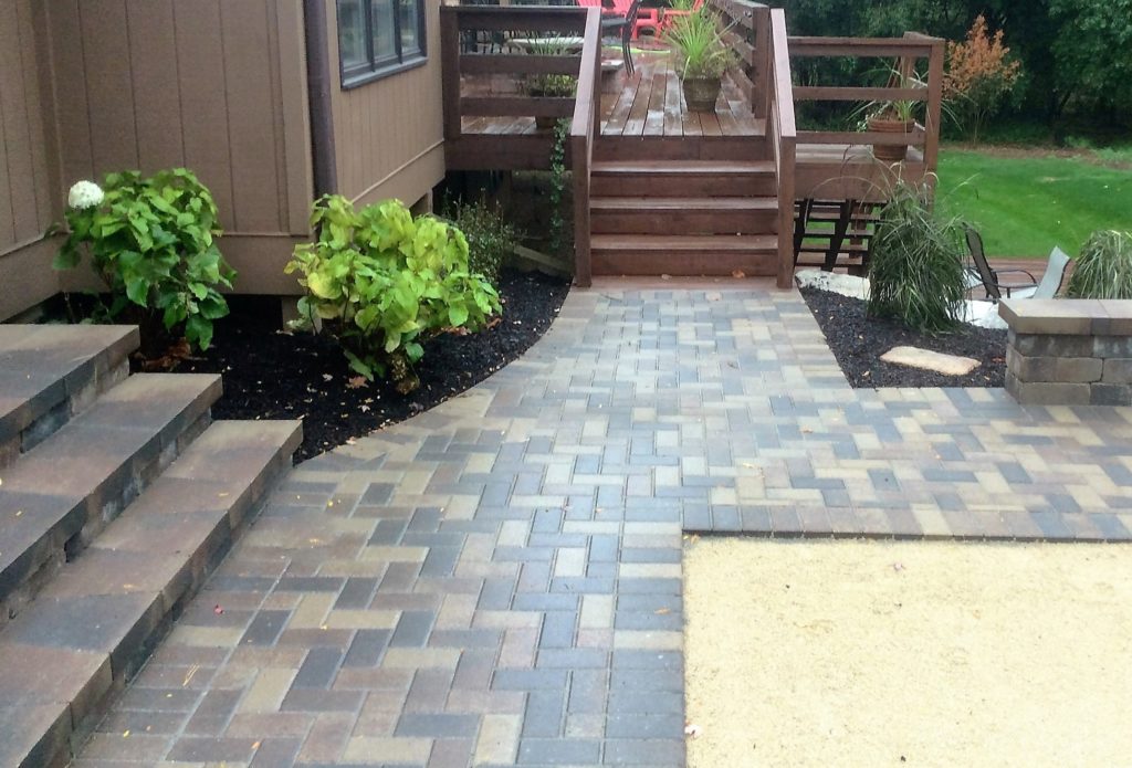 paver patio built to walk to hot tub padding area