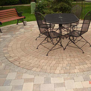 UNILOCK PAVER PATIO WTIH UNIQUE DESIGN