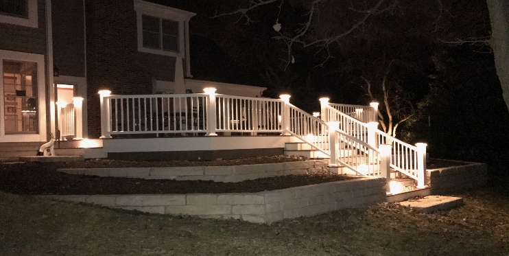 Beautiful bright lights on backyard patio