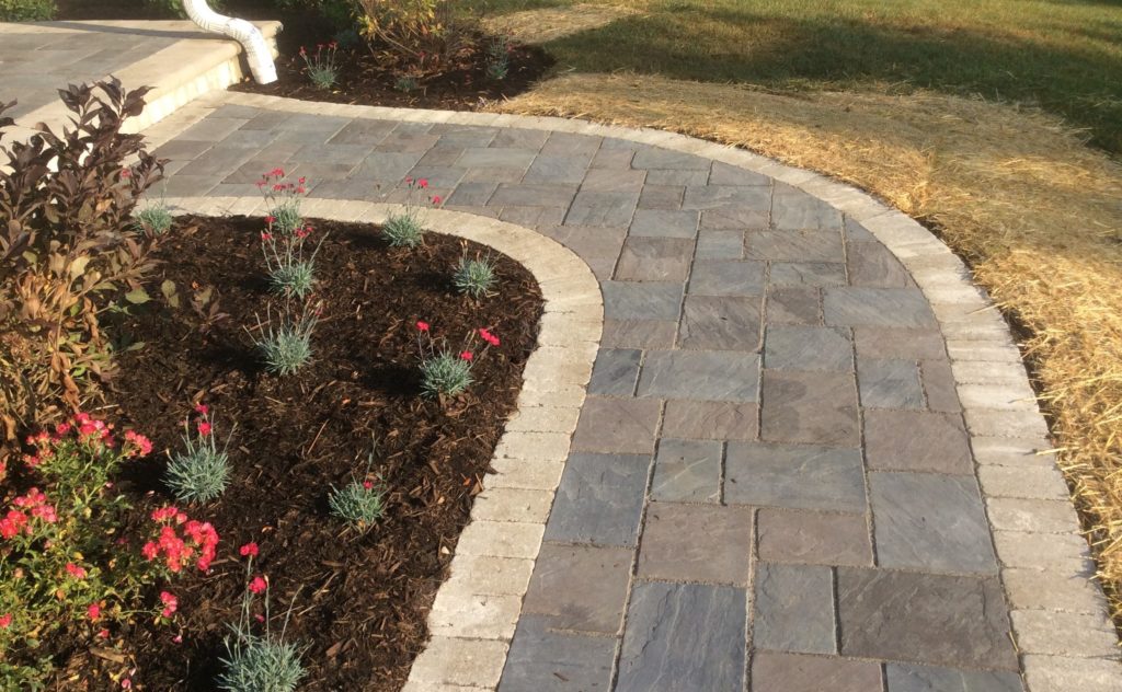 FRONT WALKWAY WITH UNILOCK PAVERS AND GARDEN DESIGN INCLUDED
