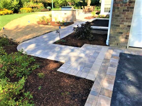 front walkway to backyard paver patio