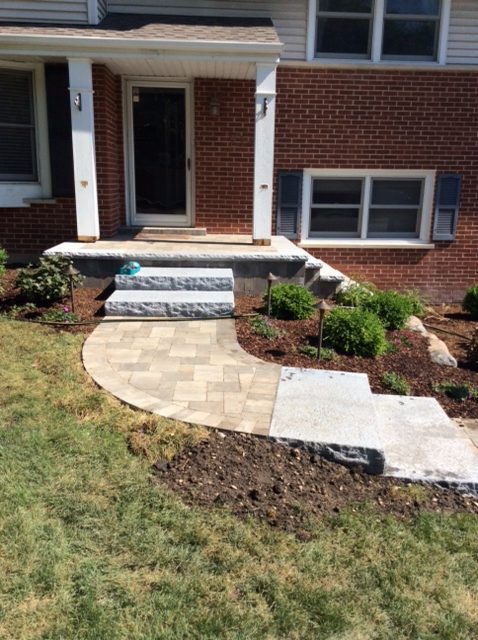 Front walkway complete makeover with unilock pavers